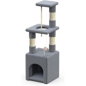 Arbre &Agrave; Chat Multi-Niveaux Avec Griffoir Arbre &Agrave; Grimper Pour Chat Avec Corde Et Plateformes Pour F&eacute;lins Hauteur 88cm Gris - Neuf