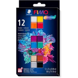 JEXNOVASHOP-FIMO professional - Set 12 pains de p&acirc;te &agrave; modeler - 25 grammes - Couleurs basiques assorties - 8043 C12-1 - Neuf