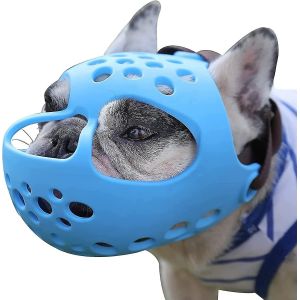 Museliere Pour Chien A Museau Court, Museliere En Silicone Souple, Reglable Et Respirante Pour Bouledogue Francais, Shih Tzu Et Carlin, Pour L'entrainement A La Mastication Et A La Morsure - Neuf