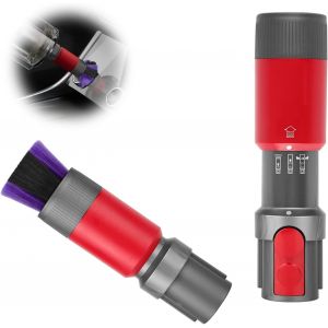 Brosse Anti-rayures,Sans Trace Brosse à Poussière pour Accessoire Dyson,pour Embout Aspirateura Dyson V7/V8/V10/V15,Brosse à Poussière sans Rayures pour Aspirateur Dyson (Rouge) - Neuf
