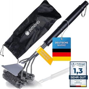 Brosse à Barbecue Professionnelle BBQ Brosse pour Un Nettoyage à 360° en Acier Inoxydable - Nettoyer Plus Rapidement l'extérieur, Le Barbecue et Le Gril (Deluxe avec grattoir) - Neuf