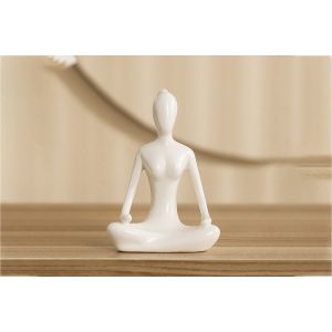 Statue de yoga en c&eacute;ramique pour la d&eacute;coration int&eacute;rieure - Design abstrait moderne - Neuf
