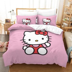 Hello Kitty Housse De Couette D Imprim&iquest;&iquest; De Pink Dessin&pound;&not;Parure De Lit Housses De Couettes Microfibre Avec Fermeture &iquest;&iquest;Clair,Parure De Couette Imprim&iquest;&iquest; Av - Neuf