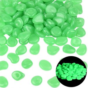 Mevronisshop-1 Bo&icirc;te 100 Pi&egrave;ces Galets Lumineux (Glow In The Dark) Pierres Lumineuses Pour Aquarium Graviers Pour Aquarium Pierres En R&eacute;sine Lumineuses Vertes Nuggets D&eacute;coratifs Pour All&eacute;e De Jardin - Neuf