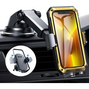 Double-Accessoires Porte Téléphone Voiture Ventouse Pour Tableau De Dord/Pare-Brise/Grille D'aération Compatible Avec Iphone 14 13 12 Pro Max Et 4-7 Pouces Smartphones[Car785010] - Neuf