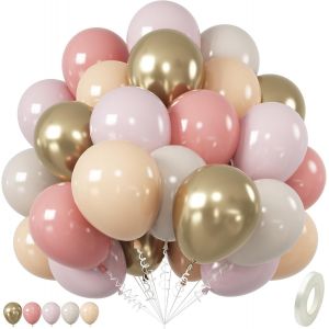Ballon En Latex Avec Imprimé C?ur - 30,5 Cm - Ballon En Latex Avec Imprimé C?ur - Pour Fête Des Mères, Mariage, Filles, Femmes - Décorations De Fête D'Anniversaire - Rose Doré Métallisé - Neuf