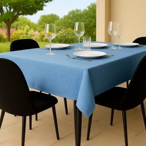 Sjzg-Nappe Anti Tache 140x140 Bleue Protection De Table Polyester D'intérieur Et D'extérieur Fabriqué En Italie - Neuf