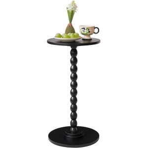 Table D'appoint Ronde, Bout De Canap&eacute; Pour Petits Espaces, Table De Chevet D'appoint Moderne Avec Pieds En Bois Massif Pour Salon, Chambre, Coin Et Bureau, Noire Yd-Rst001b - Neuf