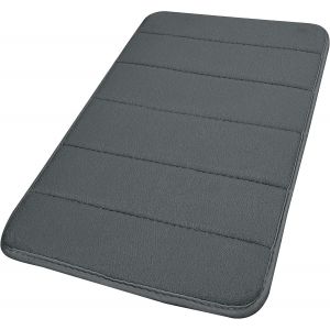 KAL-Tapis De Bain En Velours Corail Mousse Mémoire Anti-Dérapant Tapis Douche Gris Foncé 60 X 40Cm - Neuf