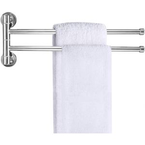 Porte-Serviettes Pivotant À 2 Bras En Acier Inoxydable Pour Salle De Bain/Cuisine,Support Mural Étroit Rotatif Pour Serviette De Bain,Porte-Serviettes De Bain,Organiseur De Rangement - Neuf
