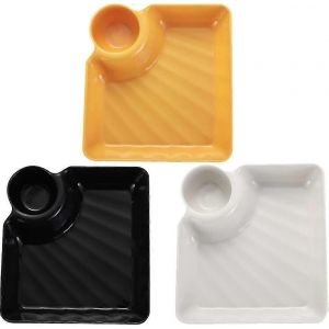 Plat À Sushi Assiette À Boulettes Avec Plat À Vinaigre Plat D'aliments Carrés Plateau De Sashimi Plateau De Sauce Plateau De Trempette Pour Boulettes Wonton Snacks (3pcs) - Neuf