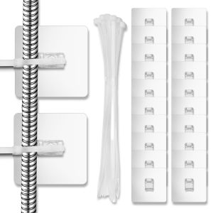 20 pièces Serre-Câbles Auto Adhésif,Attaches de Câble,Support de base autocollant,Serre-câbles multi-usage,Convient pour les câbles et les fils dans la maison,le Bureau,le jardin et le garage - Neuf