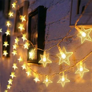 JGD-Guirlande Lumineuse de &Eacute;toile, 10M 70 LED Guirlande Lumineuse D&eacute;co Rideau Lumineux, D&eacute;coration Romantique Pour la D&eacute;coration Ext&eacute;rieure, Maison, Jardin, Int&eacute;rieure F&ecirc;te No&euml;l, Mariage Soir&eacute;e - Neuf