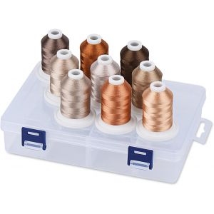 Chenquansarl-Bobine De Fil &Agrave; Broder Avec Bo&icirc;te De Rangement, 800 M De Long, 9 Couleurs Marron Pour Machine &Agrave; Broder Et &Agrave; Coudre - Neuf