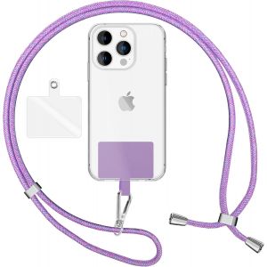KAL-Lanière Universelle Coloré Pour Telephone Portable, Cordon Tour De Cou Pour Smartphone, Porte Clef Chaine Réglable Avec Crochet Métallique E Carte, Sangle Pour Épaule, Couleur:Rose Multicolore - Neuf