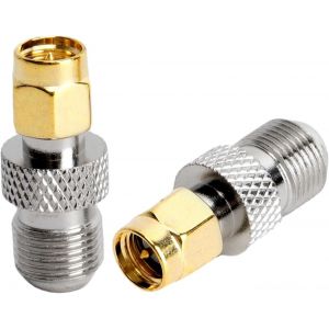 Connecteur SMA Mâle vers F Type Femelle Adaptateur Coaxial F Type Femelle SMA Mâle Fiche F Femelle SMA Mâle Connecteur d'Antenne TV pour FM AM Dab+ Radio Vidéo Pack de 2 - Neuf