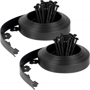 KALANKA-Bordure de Jardin en Plastique Flexible 20 mètres, Hauteur 5cm - avec 60 Piquets d'ancrage u2013 Délimitation Pelouse, Allée, Parterre u2013 Bordurette Extérieure Facile à Installer - Neuf