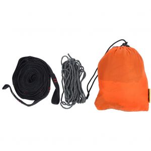 Hamac portable de camping en plein air, supportant une charge elevee, lit suspendu a un arbre, equipement de camping, tente simple orange-gris avec moustiquaire - Neuf