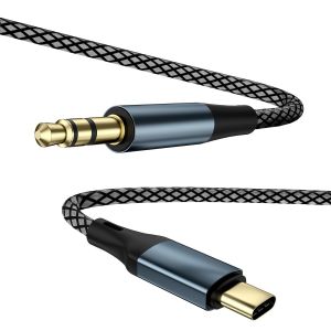 KALANKA-USB C vers 3,5 mm audio auxiliaire Jack c&acirc;ble, type C adaptateur vers 3,5 mm casque st&eacute;r&eacute;o c&acirc;ble de voiture, compatible avec IP 15/15 Pro/15 plus/15 pour IPD pro S23 s22 s21, longueur - 6.6ft - Neuf