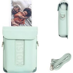 SJZG-&Eacute;tui Pour Fujifilm Instax Mini Link 3, Fuji Instax Mini Link 3 &Eacute;tui Pour Fujifilm Mini Link 3 &Eacute;tui Magn&eacute;tique En Cuir Pu Avec Int&eacute;rieur En Microfibre Douce Et Bandouli&egrave;re &iquest; Vert Sauge - Neuf