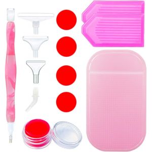 Ayuhr-15 Pièces 5d Stylo De Peinture De Diamant, Diamond Painting Outils, Stylo Résine De Forage, Stylo De Forage Peinture Diamant, Pour Diamant Peinture Broderie Et Nail Art(Rose) - Neuf