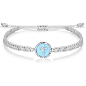 Kalanka-Bracelet Cordon Porte-Bonheur, Bracelet Poisson Chrétien Pour Femme, Bijoux Argent 925 Pour Fille Cadeau Communion Baptême, Bracelet Original Fait Main - Neuf