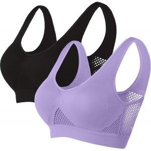 Padded Bras For Women Moderate Impact Plus Size Generous Chest Push-Up Seamless Breathable Yoga Running Crop Top.[F407] - Neuf