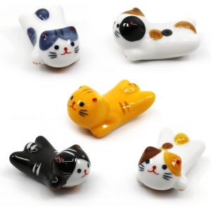 Lot De 5 Repose-Baguettes Et Supports En Porcelaine De Style Japonais, Porte-Cuillère, Fourchette, Couteau, Baguettes, Décoration D'intérieur (Chat) - Neuf
