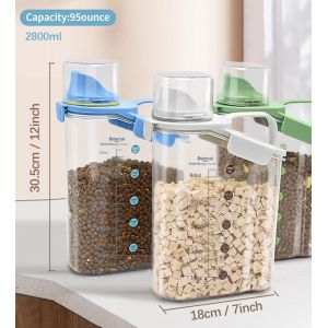 Boite De Rangement Alimentaire Bocaux Rangement Cuisine,Boite Cereales Herm&eacute;tiques En Plastique Avec Couvercle Boite Hermetique Alimentaire Pour Le Stockage Des C&eacute;r&eacute;ales Grains,2.8l - Neuf
