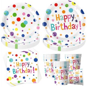 Kit Vaisselle Anniversaire,Party Set,Assiettes,Serviettes Et Gobelets,Décoration De Table,Décoration D'anniversaire,Assiette Carton Papier Tasses Serviettesr Nappe Pour Fête De Noël.[Y100] - Neuf