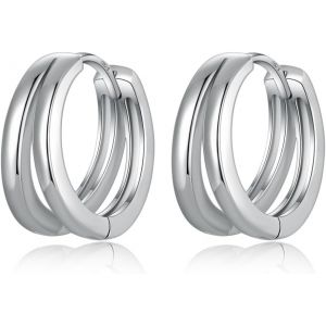 Meimie-Creole Boucle D'oreille Femme Anneau Sterling Argent 925 Un X Boucle D'oreille Créoles Pour Homme Femme 15mm - Neuf