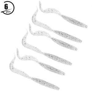 Lot De 6 Leurres Artificiels En Plastique Souple De 11 Cm Pour Poissons, Appats Pour Vers, Accessoires Pour Poissons (Argent) - Neuf