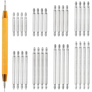 Kal-32pcs 1.5 X 12 À 25mm Kit De Broches De Barre À Ressort Pour Montre, 304 Acier Inoxydable Outil De Réparation De Barres À Ressort De Broches De Lien De Bracelet Montre, Argenté - Neuf