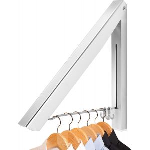Étendoir mural pliable (argenté), support mural rétractable en aluminium - Neuf