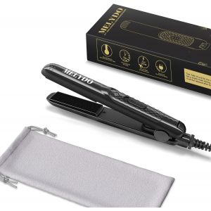 Kalanka-Mini Lisseur Cheveux Court, Portable Voyage Mini Lisseur Pour Cheveux Courts/Frange, 210°C, Double Tension, Chauffage Rapide, Céramique Fer A Lisser Et Bigoudi 2 En 1 - Neuf