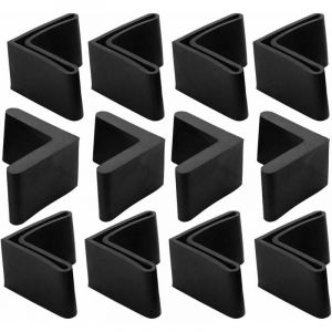 12pcs Protection Pied De Chaise 25 X 25 Mm Noir En Fer Table Embout Pied De Chaise Meuble Capuchons Protection Sol En Caoutchouc Forme L - Neuf