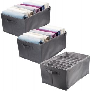 Lot de 3 organisateurs de rangement modernes pour armoire et tiroirs,gris,9 compartiments chacun,capacit&eacute; de 9 items,r&eacute;sistant et rigide sur les c&ocirc;t&eacute;s - Neuf
