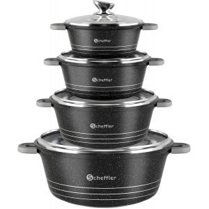 Subzonal-Batterie De Cuisine Induction-Ensemble De 4 Pi&egrave;ces Casserole Induction-Marmite Tous Feux Avec Couche Antiadh&eacute;sive-Grande Casserole Avec Couvercle En Verre-Tous Les Types De Cuisini&egrave;res - Neuf