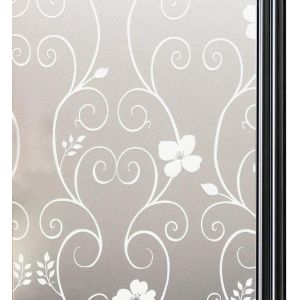 Film adhésif pour fenêtre de confidentialité, film électrostatique pour fenêtre, film opaque pour fenêtre, film décoratif pour fenêtre, anti-UV, 44,3 x 200 cm, fleur blanche - Neuf
