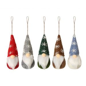 Lot de 5 poup&eacute;es gnomes tricot&eacute;es sans visage pour d&eacute;coration de sapin de No&euml;l - Neuf