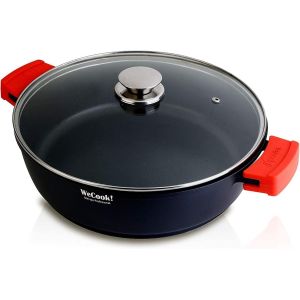 Jexnovashop-Ecostone Casserole Basse, Induction, Couvercle En Verre 32cm, Antiadh&eacute;sive Xtra Dupont &Eacute;cologique Sans Pfoa, Fonte D'aluminium, &Eacute;paisseur 5mm, Poign&eacute;es En Silicone, Vitroc&eacute;ramique, Gaz, F - Neuf