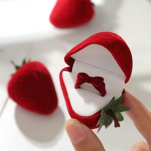 Saint-Valentin 2024 Bo&icirc;te &Agrave; Bagues Fraise &Eacute;tui &Agrave; Bagues &Eacute;tui De Rangement Flocage Pr&eacute;sentoir Bo&icirc;te-Cadeau Cadeau De La Saint-Valentin - Neuf