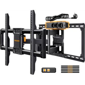 MEVRONISSHOP-Support Mural TV Mouvement Complet Multiprise TV 42 &agrave; 90 Pouces &agrave; 68 kg, Support TV pr&eacute;assembl&eacute; avec Pivotement, Inclinaison, VESA Max 600 x 400 mm, PGLF11 - Neuf