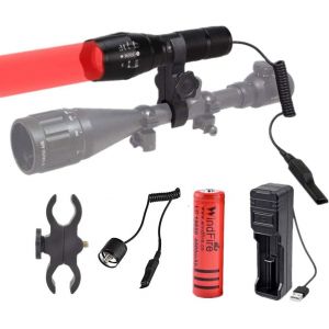 Lampe Torche À Lumière Rouge, 5000 Lumen Lampe De Poche Tactique Led Zoomable, Torches De Chasse Coyote Varmint Avec Monture, Pressostat, Pour Vision Nocturne, Chasse, Astronomie - Neuf