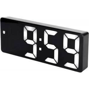 KAL-Réveil Miroir Led Rechargeable Par Usb, Décoration De Table Numérique Élégante, Noir (Lampe Blanche Rectangulaire Noire) - Neuf