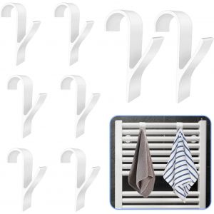 8 Pièces Crochet Radiateur Crochet pour Radiateurs Sèche Serviette Crochet de Radiateur Rond Radiateur Sèche-Serviettes pour Salle de Bains,Bureau,Cuisine (Crochet F Blanc) - Neuf