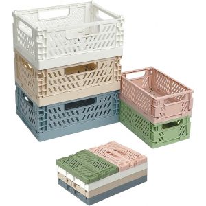Yemaesre-Cagette Plastique Pliable Rangement 3pcs Grand Panier Pliant Et 2pcs Mini Caisse Empilables Idéal Pour Les Petits Objets Et Les Cosmétiques(B) - Neuf