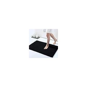 Tapis de bain antidérapant, tapis de salle de bain en microfibre chenille douce, tapis de bain absorbant, lavable en machine, 41 x 61 cm, noir, gris, beige, blanc - Neuf
