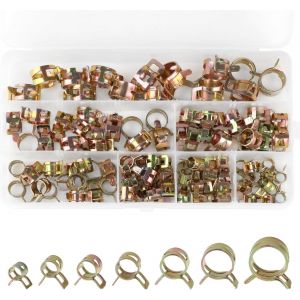 105 Pi&egrave;ces Collier de Serrage Tuyau, Collier Durite Essence, Ajustable Collier de Serrage M&eacute;tallique, 7 Tailles 6/7/8/9/10/12/14 mm - Neuf