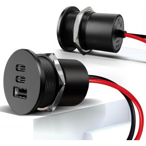 Prise Usb C 12V Aluminium Voiture Chargeur Encastrable, Double Pd3.0 Et Qc3.0, Charge Rapide Multiport Pour Camping-Car Bateau Marine Camion Caravane, 2 Pi&egrave;ces - Neuf